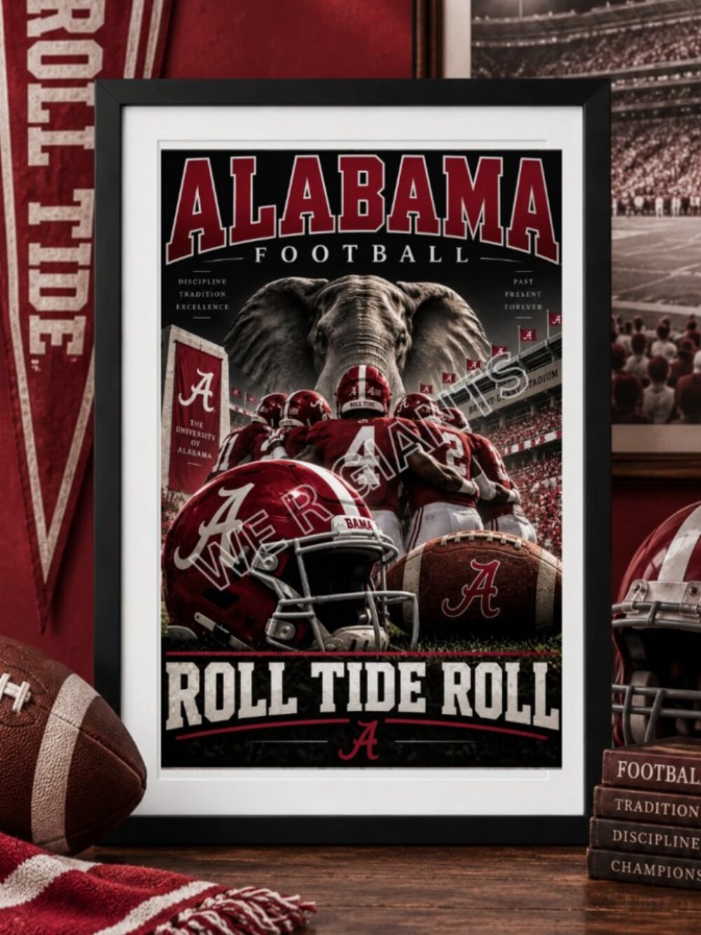 Alabama Crimson Tide 11x17 Football Poster Wall Art Unframed Roll Tide Roll